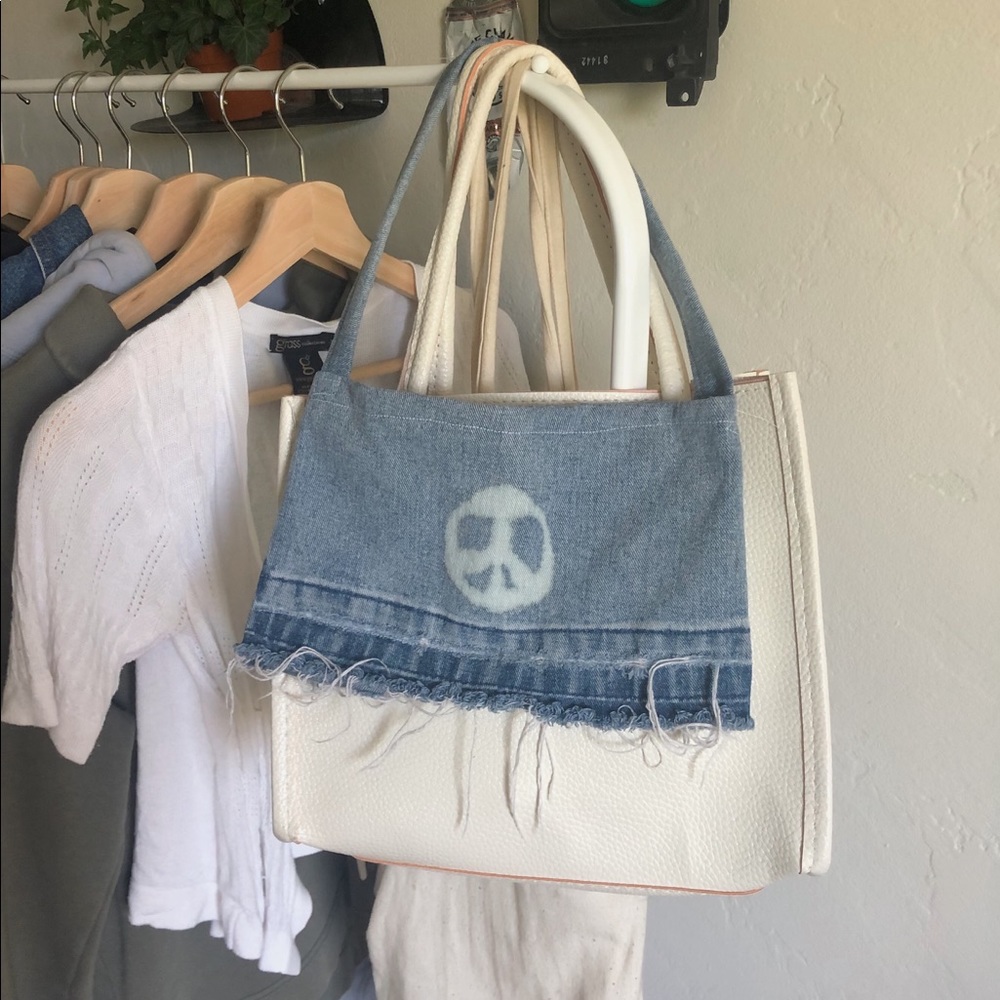 up cycled denim shoulder bag